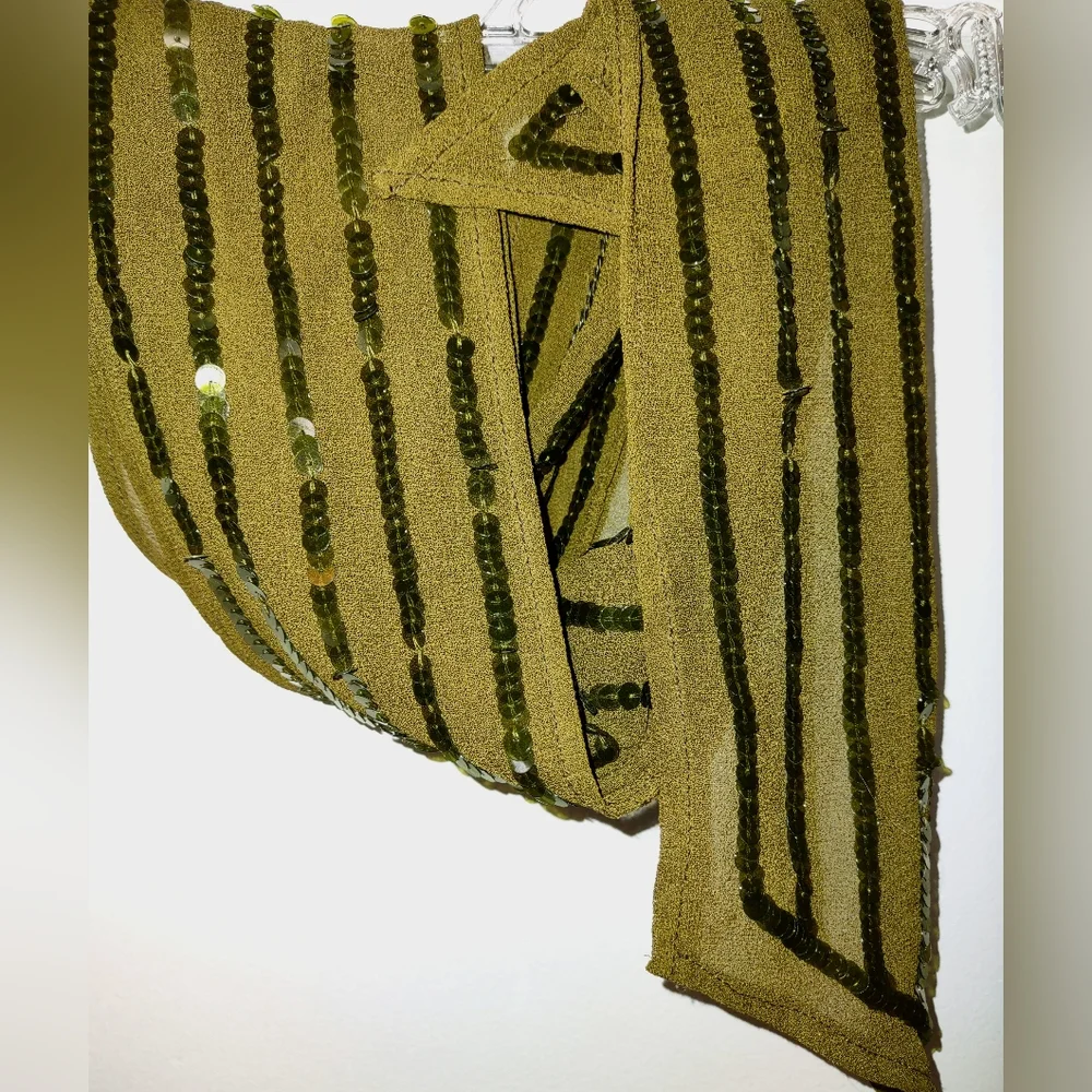 Olive Green Sequin Scarf